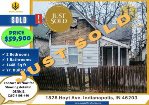 (JUST SOLD) Fast Closing Fountain Square Opportunity!  1828 Hoyt Ave. Indianapolis, IN 46203
